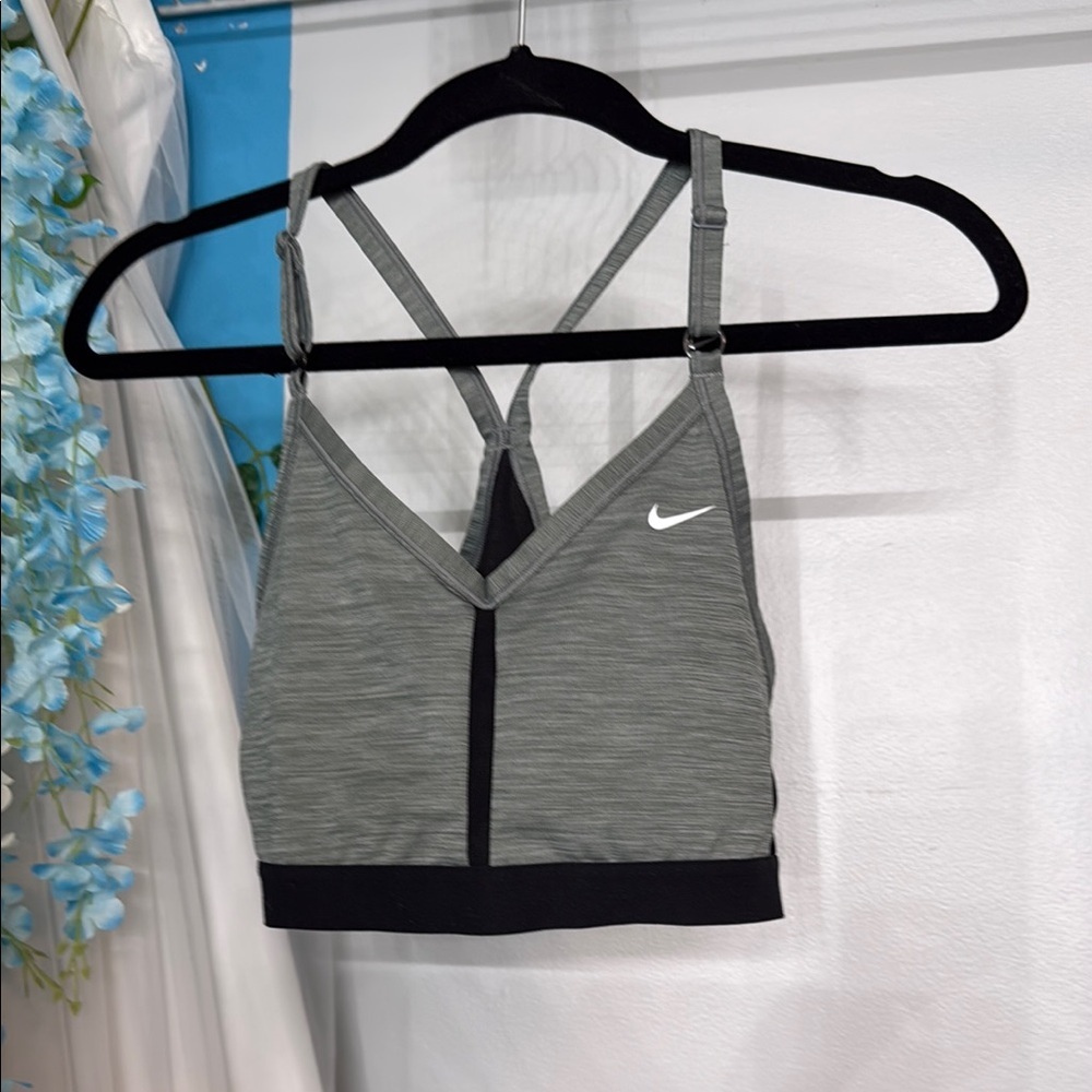 Nike Gray and Black Medium-Impact Sports Bra​